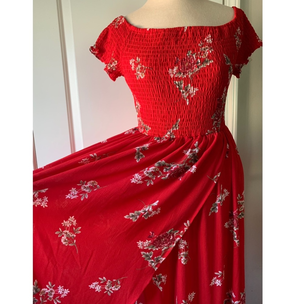 Red maxi boho floral dress - Picture 5 of 8